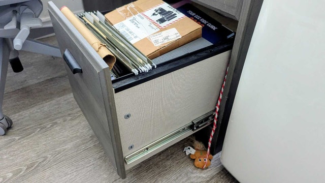 Computer Desk with Hutch – Grey Woodgrain - photo 5