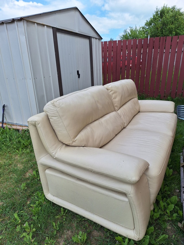 White leather sofa