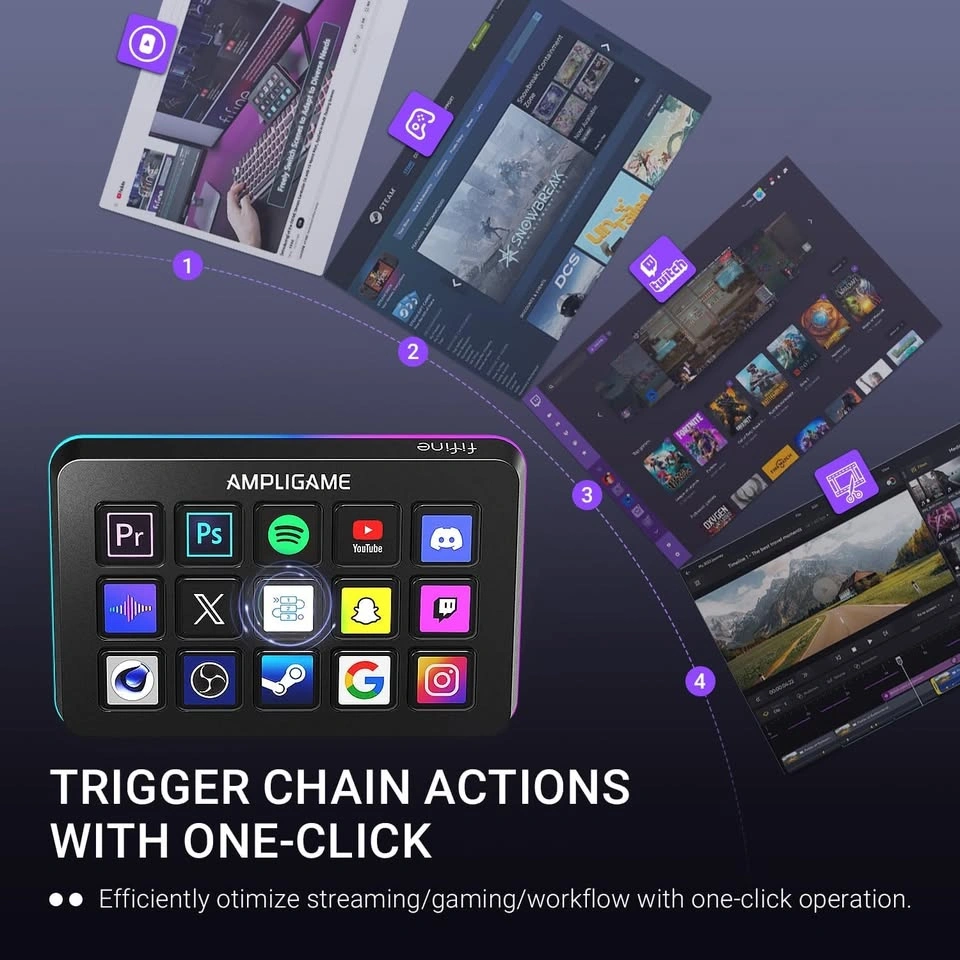 Fifine AmpliGame Stream Controller with 15 Macro Keys - photo 4