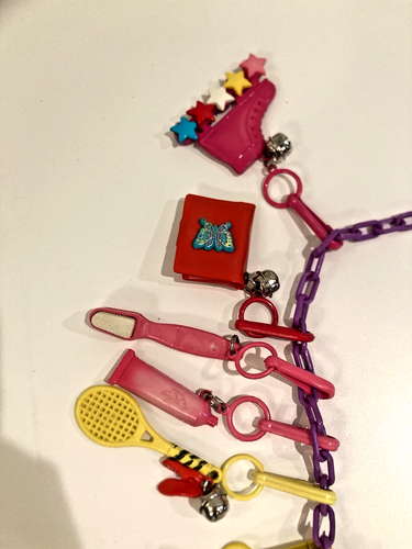 Vintage Retro 1980's Plastic Bell Clip On Charm Necklace - photo 2