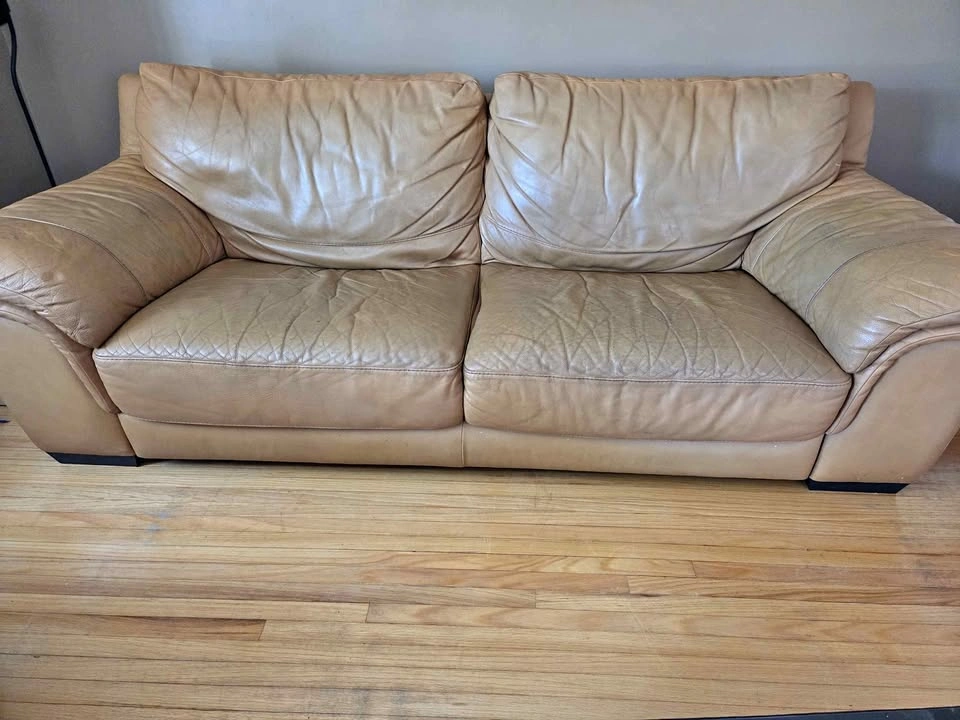 Genuine Leather Sofa Set - Sofa, Chair & Ottoman