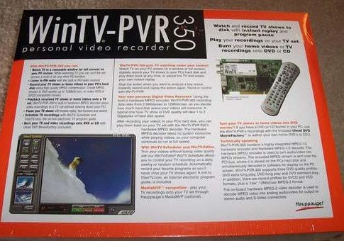 Hauppauge WinTV PVR-350 - New in Box - photo 2