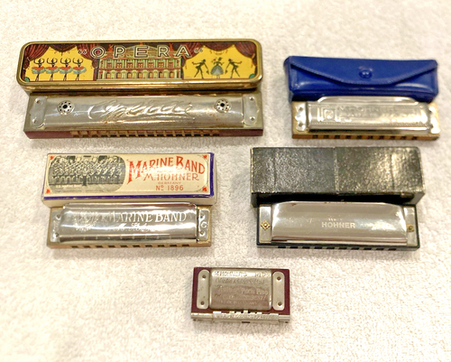 5 VINTAGE HARMONICAS