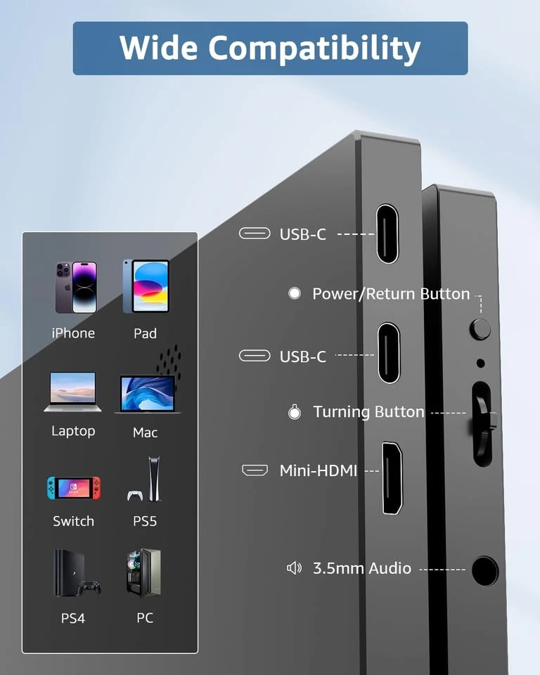 Portable Monitor for Laptop USB Type C and Built-in Speakers - photo 5