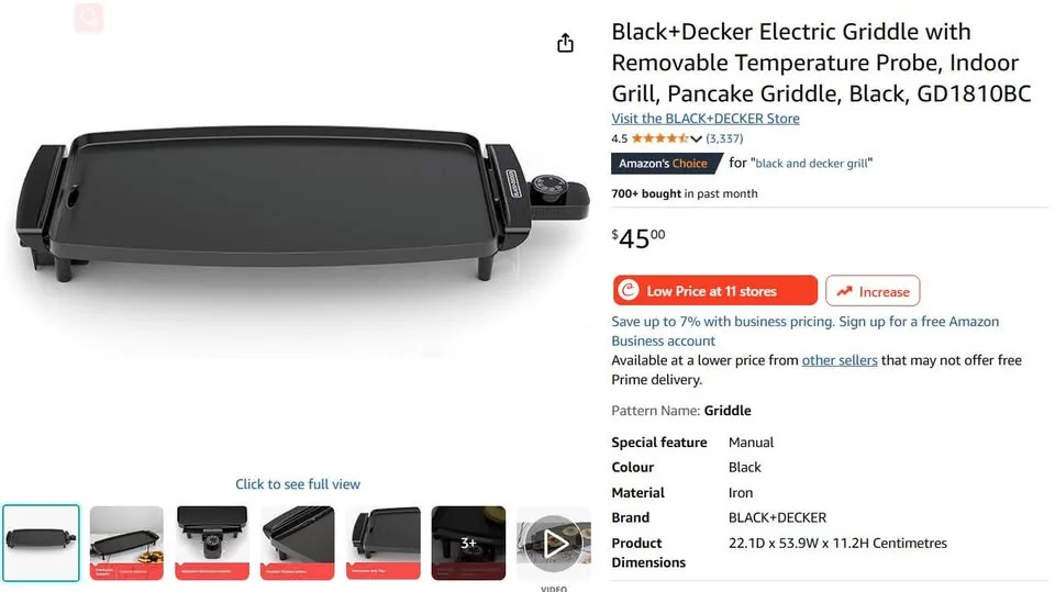 Black Decker grill pan image indicator(2)