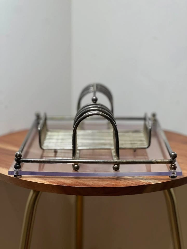 MCM Vintage Lucite & Chrome Buffet Caddy / Utensil Organizer - photo 2