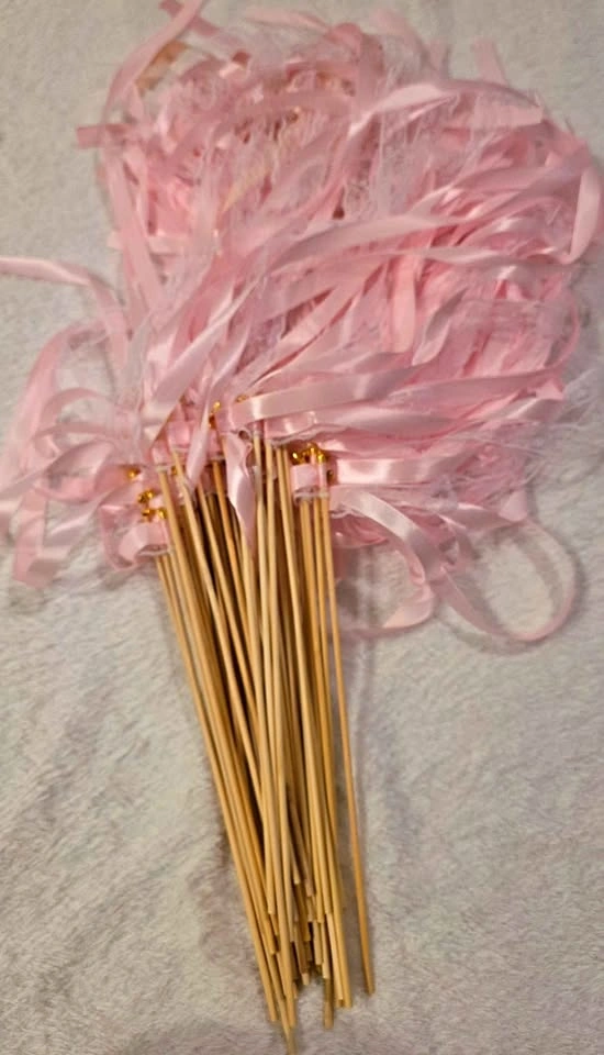 Pink Ribbon Wands with Bells