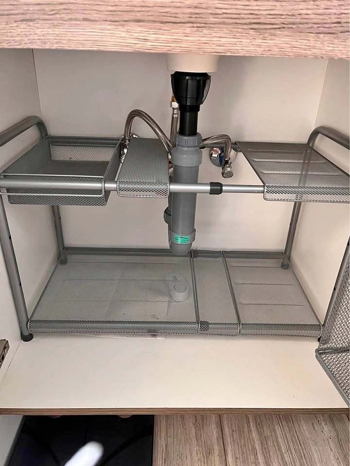 2 Expandable under sink storage racks
