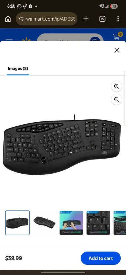 Brand New Adesso Ergonomic Wired Keyboard - photo 2