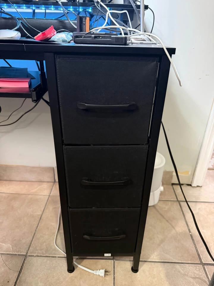 Modern Black Computer Desk with 3 Drawers - photo 2
