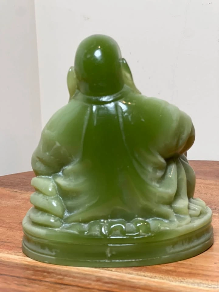 Vintage Faux Jade Laughing Buddha Figurine - photo 3
