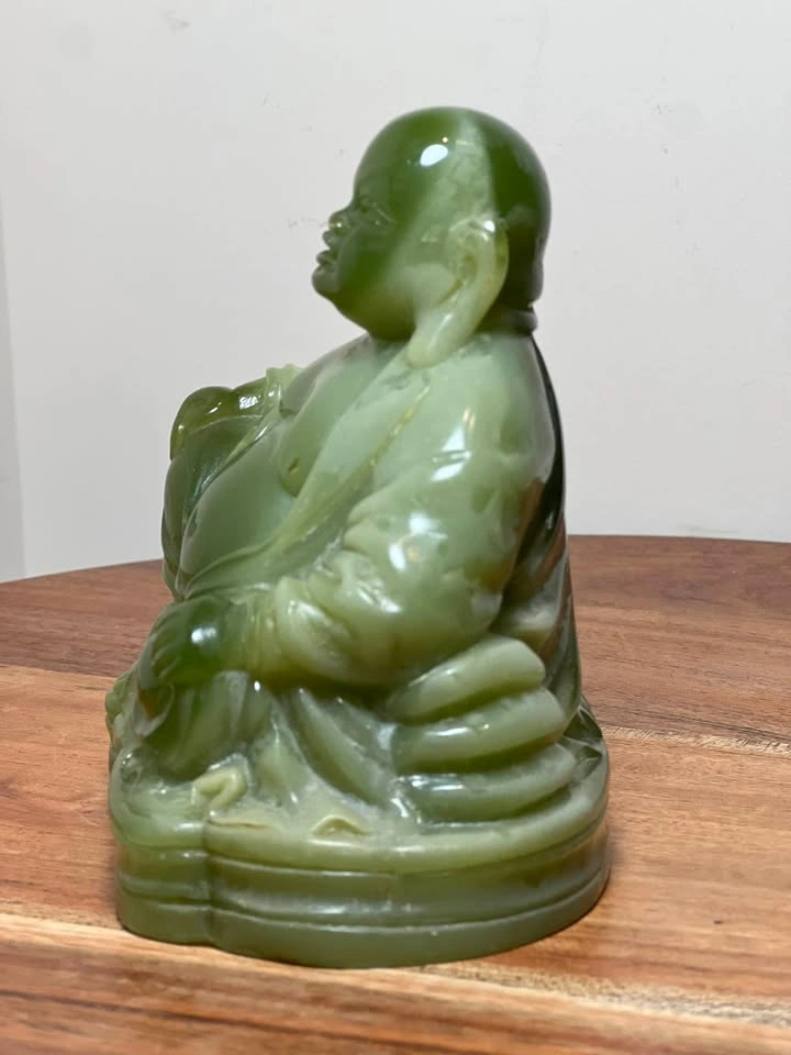 Vintage Faux Jade Laughing Buddha Figurine - photo 4