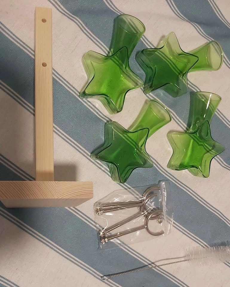 Star shaped glass vases (4pcs) with wooden stand - photo 2