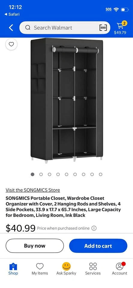 Portable Wardrobe Closet Organizer (Brown)