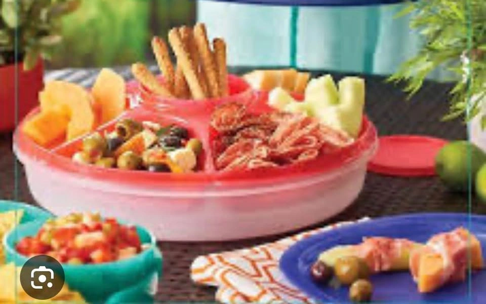 Brand New! Tupperware Serving Center With Dip Cup and Lids - photo 2