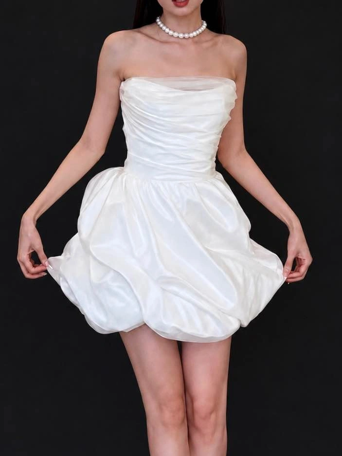 Short White Wedding Dress with Veil - photo 2