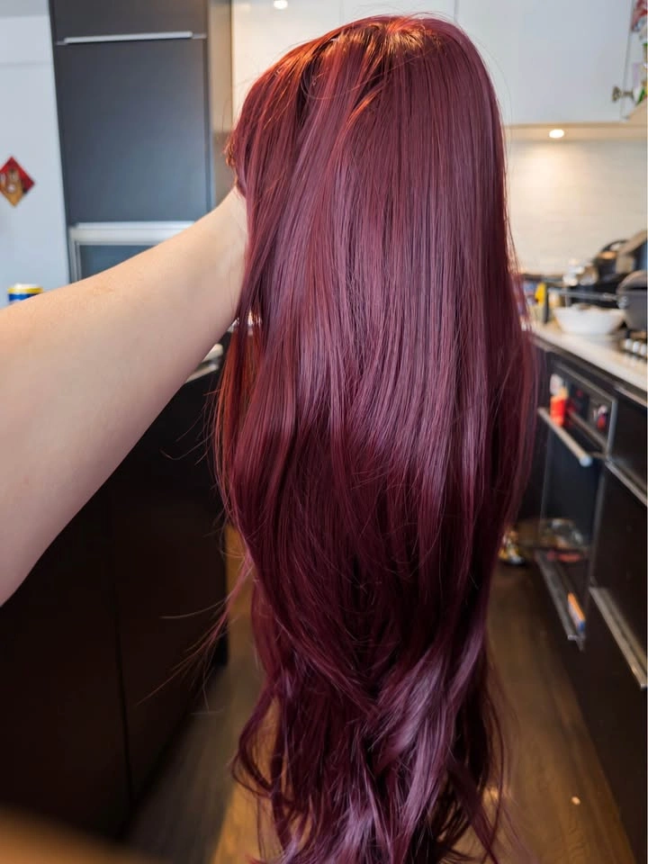 Long Burgundy Wine Red Wig - photo 2