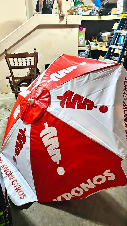 Brand New Commercial Kronos "We Know Gyros" Patio Umbrella