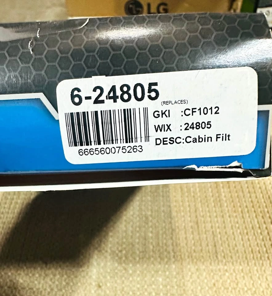 Purezone Cabin Air Filter – WIX 24805 / GKI CF1012 (Brand New) - photo 2