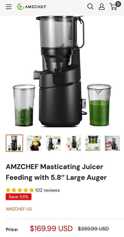 AMZCHEF Slow Juicer / Masticating Juicer Extractor (ZM1902)