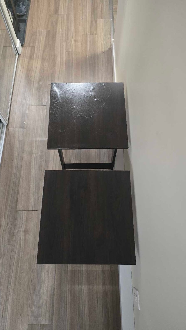 2 small espresso brown side tables - photo 2