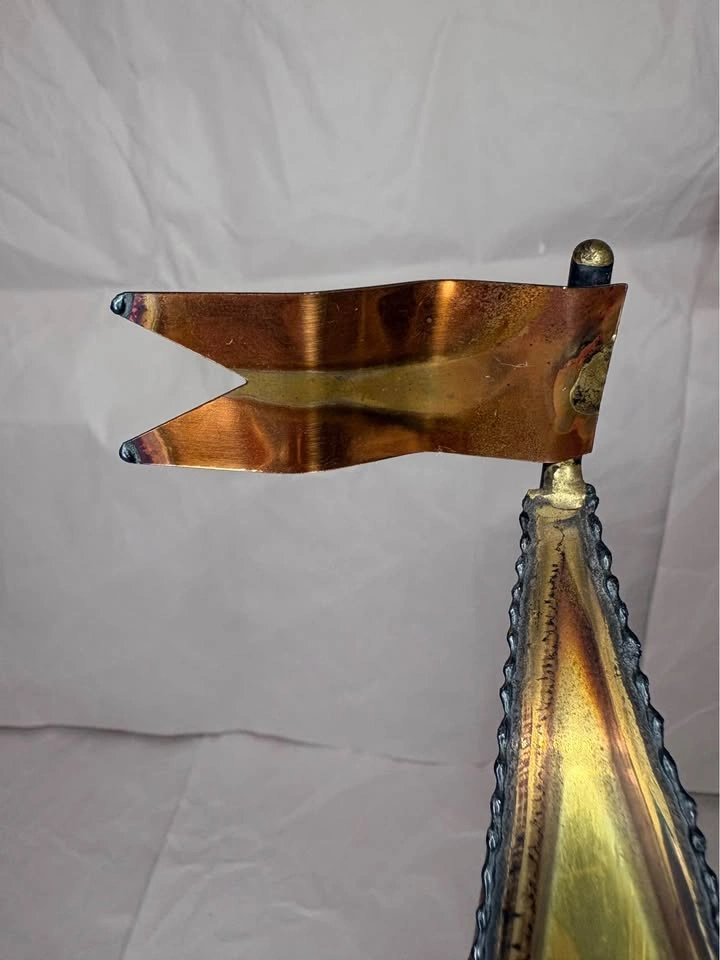 Vintage John DeMott Brass and Copper Sailboat Sculpture - photo 3