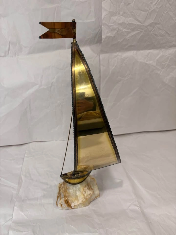 Vintage John DeMott Brass and Copper Sailboat Sculpture - photo 4