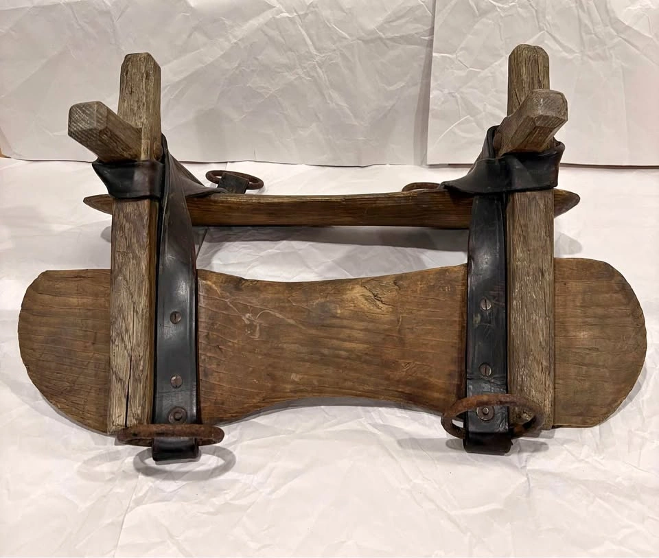 Antique Sawbuck Pack Saddle Crosstree Pair Wood Iron Leather