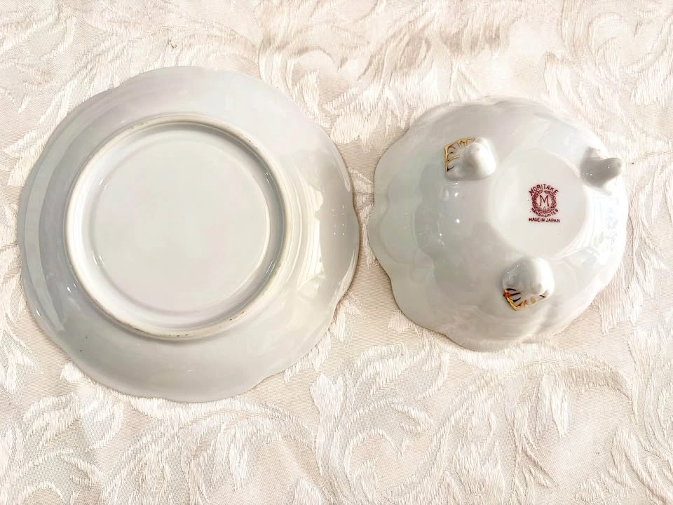Antique Noritake Hand-Painted Porcelain Bowl and Saucer Set - photo 3