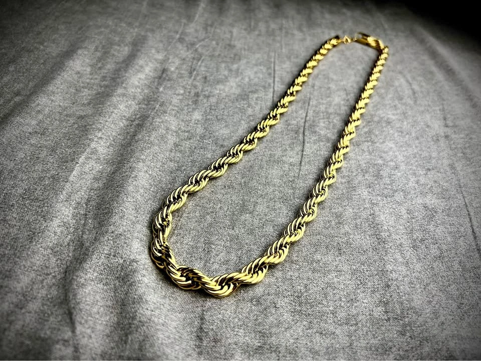 18K Gold Plated 10mm Rope Necklace (Stainless Steel)