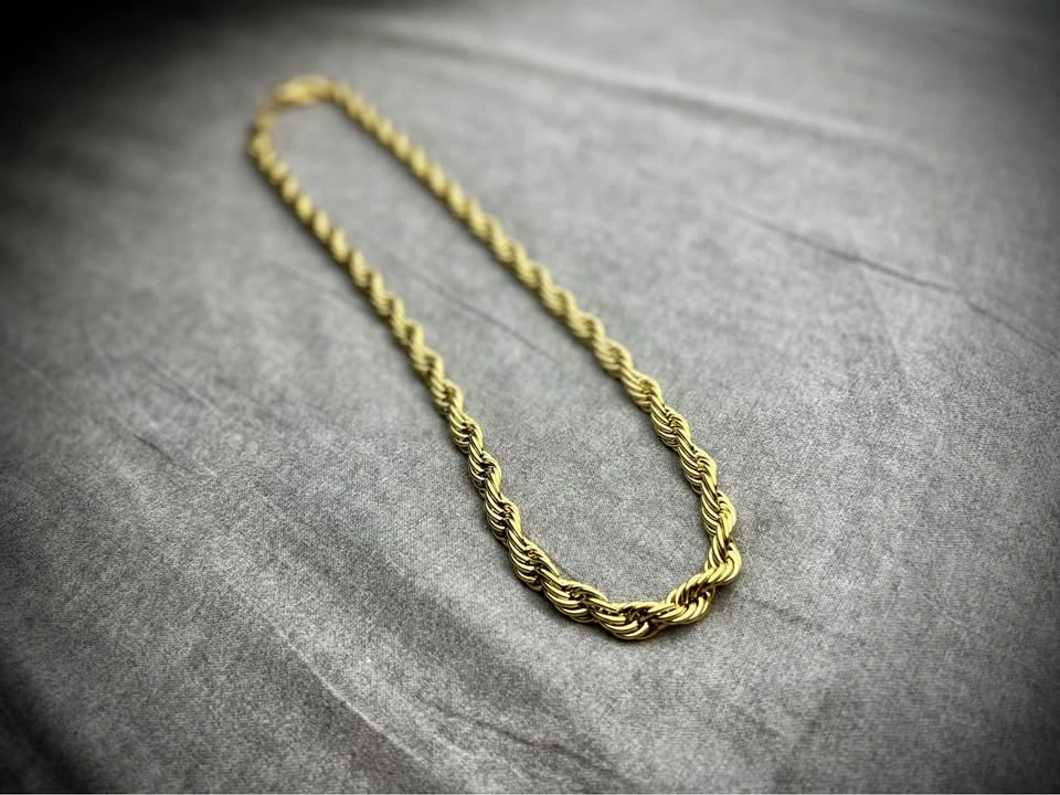 18K Gold Plated 10mm Rope Necklace (Stainless Steel) - photo 3