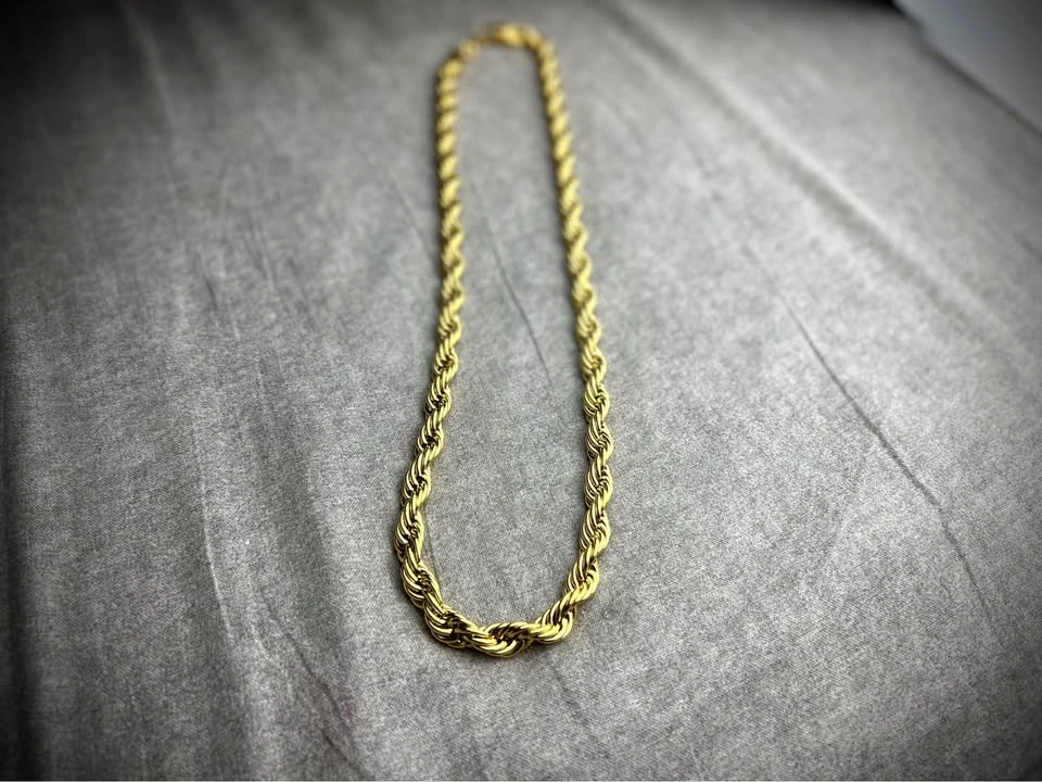 18K Gold Plated 10mm Rope Necklace (Stainless Steel) - photo 4