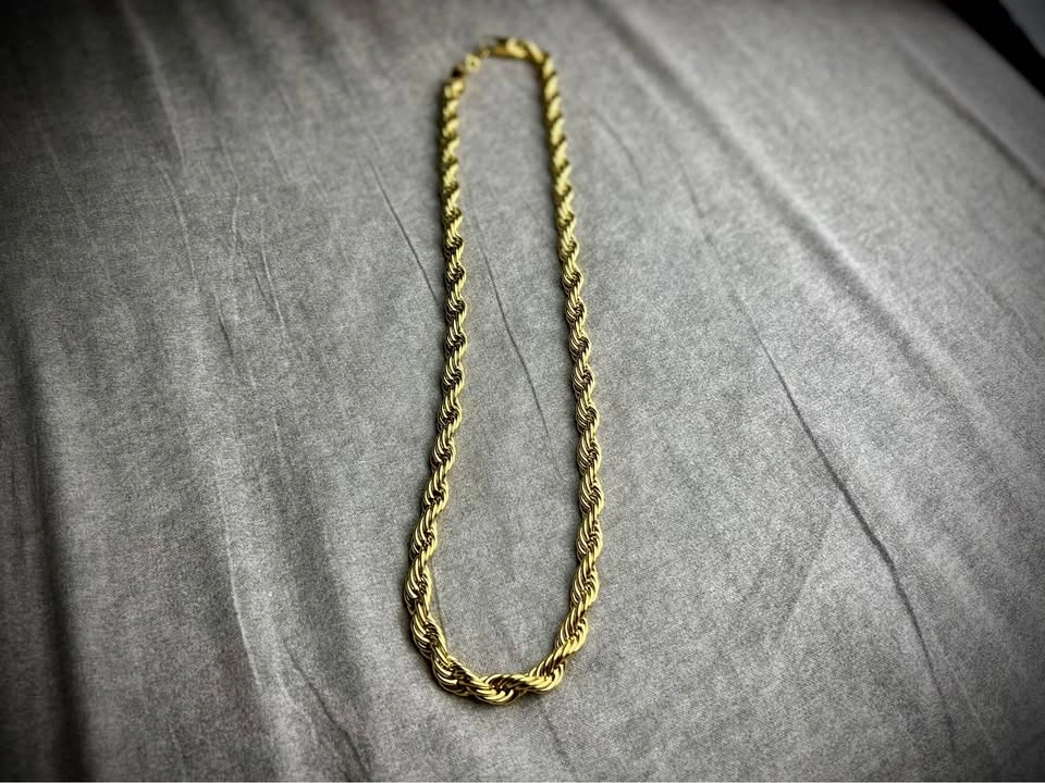 18K Gold Plated 10mm Rope Necklace (Stainless Steel) - photo 5