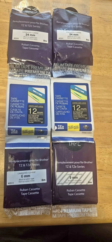Brother Compatible TZ & TZe Label Maker Tape Assortment