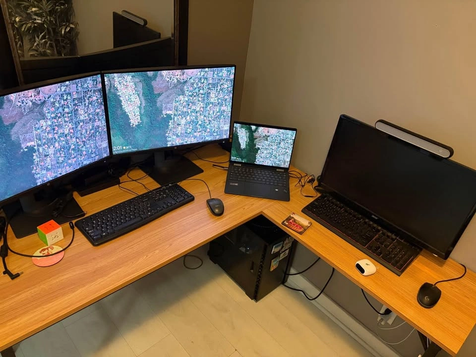 Large L-Shaped Computer Desk | Corner Office Desk | Teak - photo 4