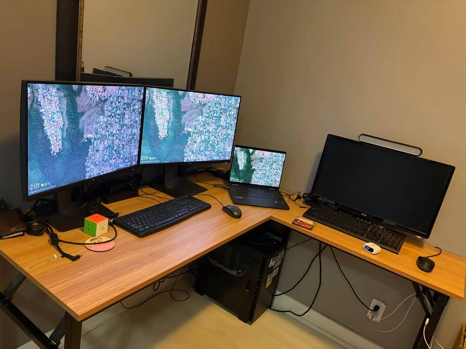 Large L-Shaped Computer Desk | Corner Office Desk | Teak - photo 5