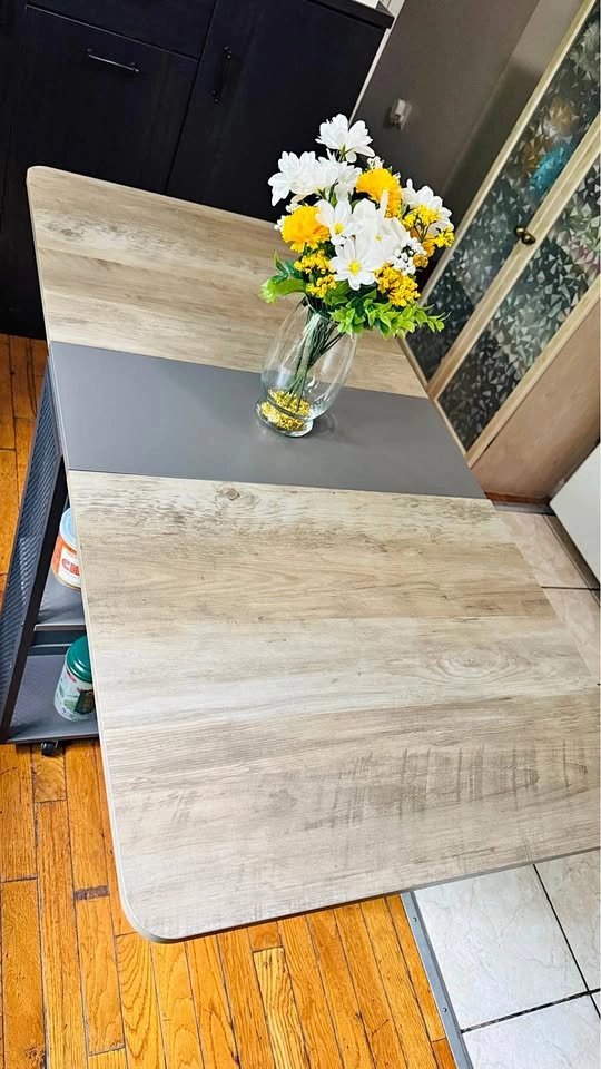 Rustic Drop-Leaf Kitchen Island Cart