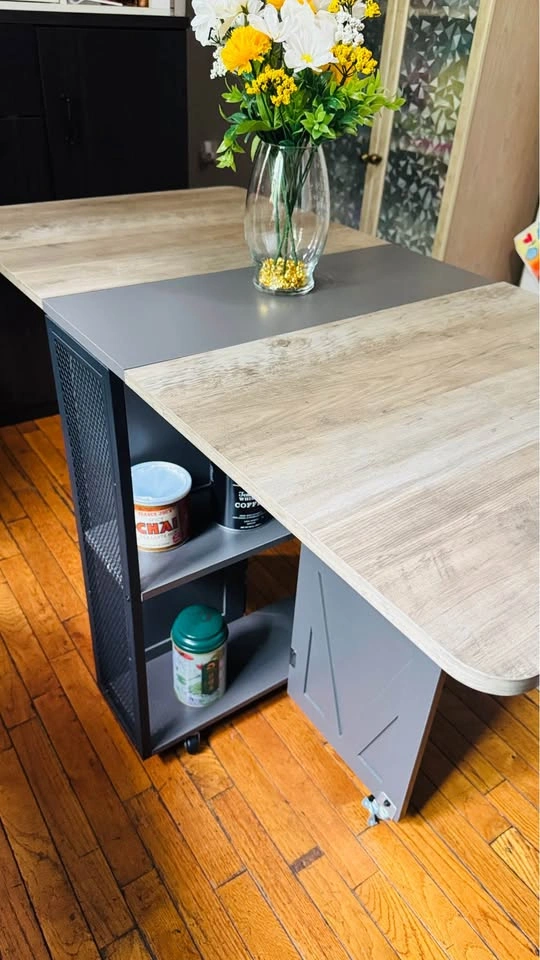 Rustic Drop-Leaf Kitchen Island Cart - photo 2
