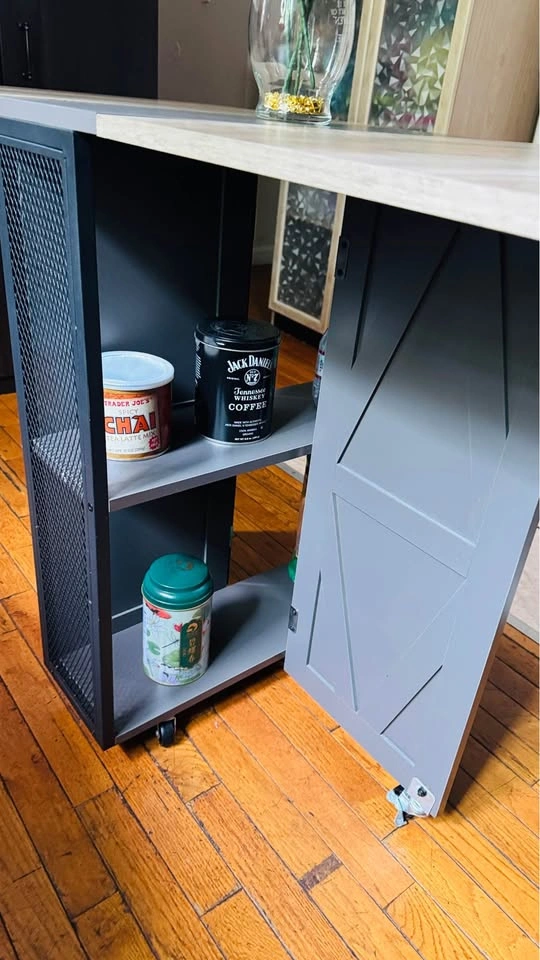Rustic Drop-Leaf Kitchen Island Cart - photo 3