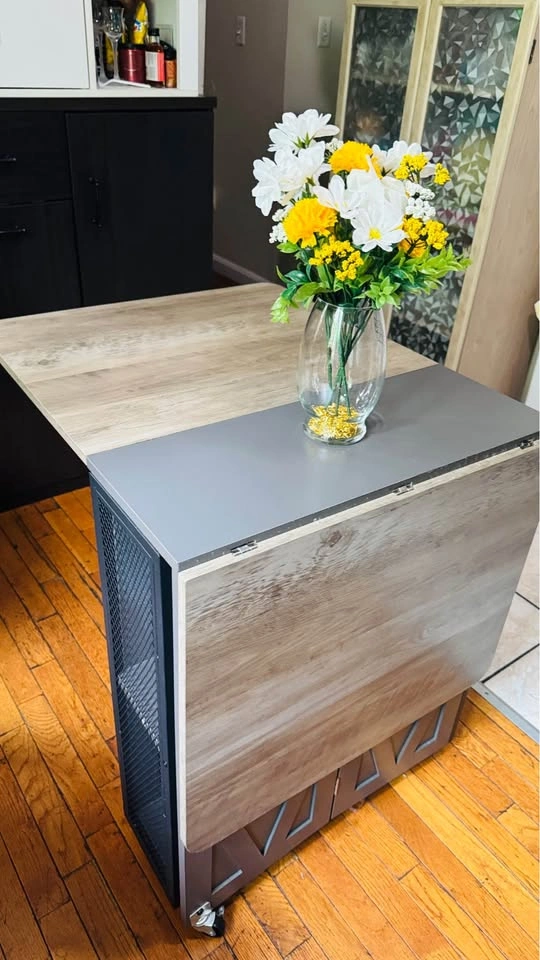Rustic Drop-Leaf Kitchen Island Cart - photo 5