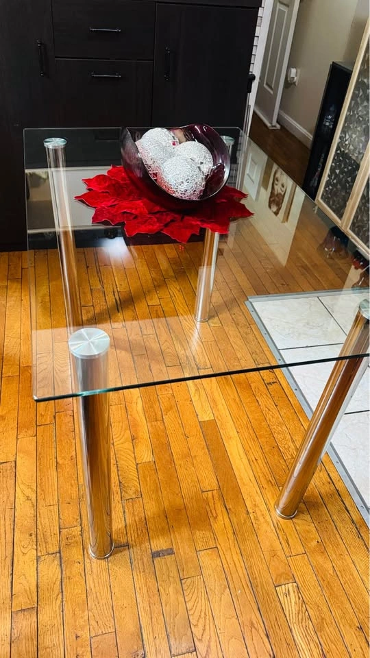 Glass Top Dining Table with Chrome Legs - photo 2