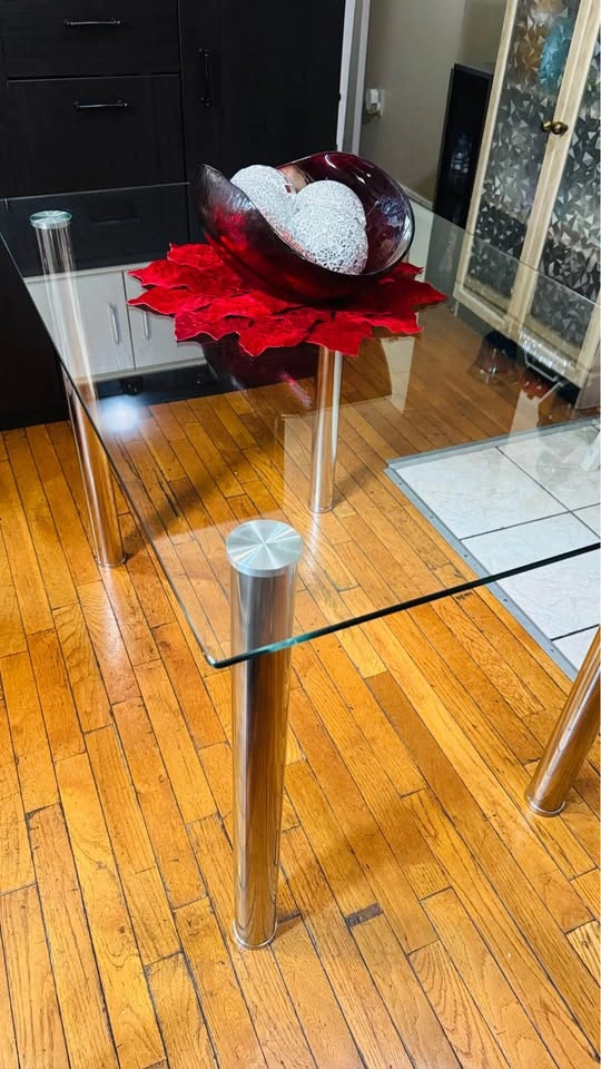 Glass Top Dining Table with Chrome Legs - photo 4