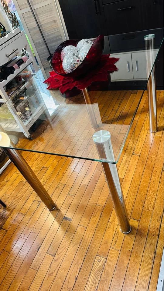 Glass Top Dining Table with Chrome Legs - photo 5