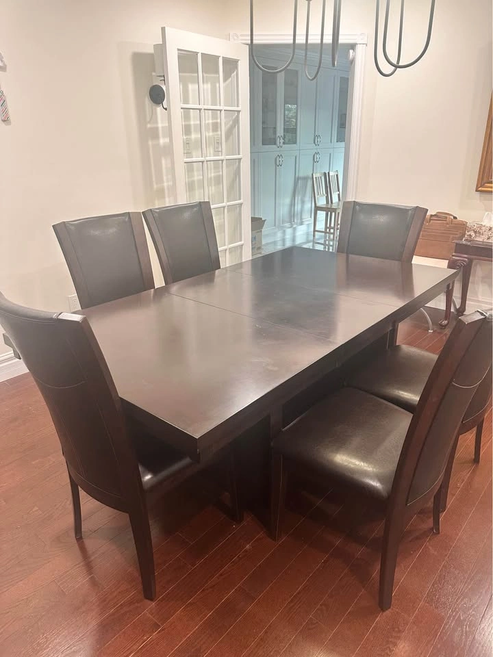 Extendable Dark Espresso Dining Table Set + 6 Chairs - photo 3