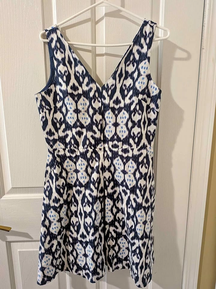 Gap 100% Linen Ikat Print Dress with Pockets - Size 6