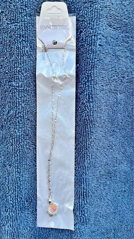 New Stainless Steel Silver Iridescent Magic Wand Necklace