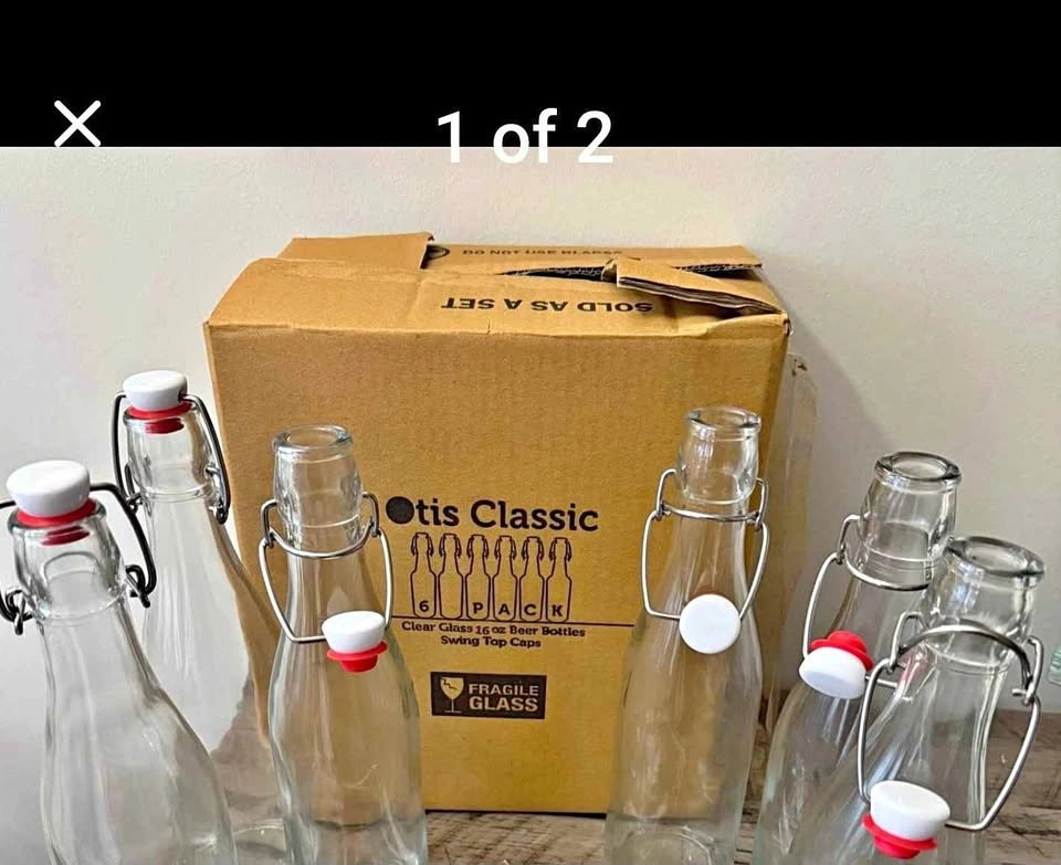 12 NEW Otis Classic 16 oz Clear Glass Beer Bottles