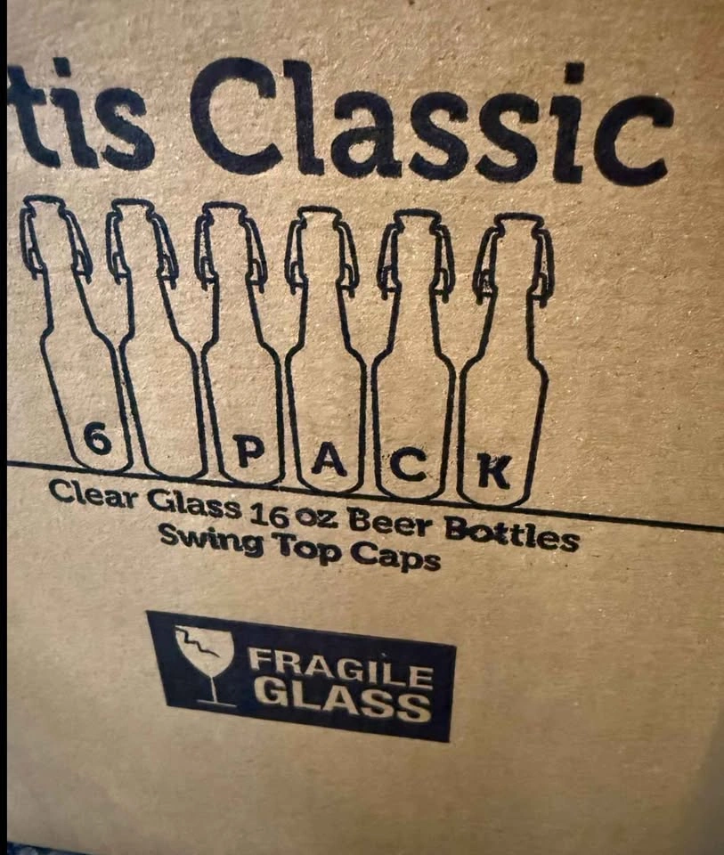 12 NEW Otis Classic 16 oz Clear Glass Beer Bottles - photo 2
