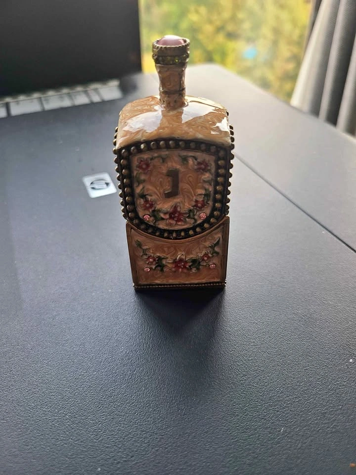Vintage Enameled Jeweled Dreidel on a Enameled stand
