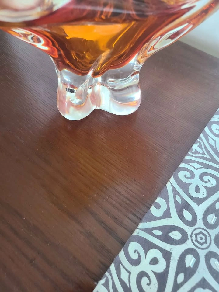 Mid-Century Modern Amber Art Glass Basket - photo 5
